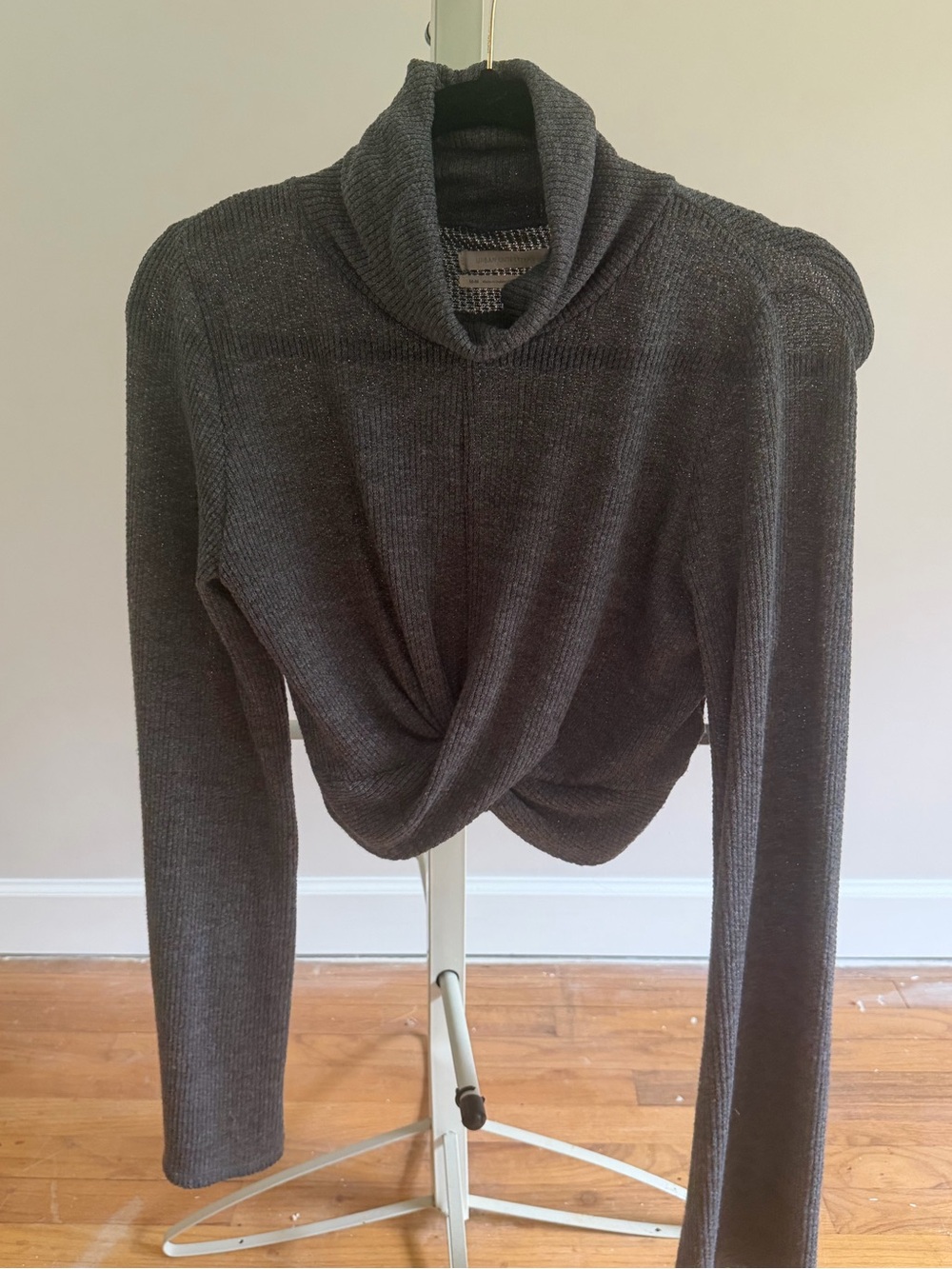 BDG Charcoal Twist-Front Turtleneck Sweater